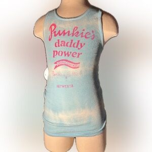 ⚡️PUNKIES Daddy Power pink & blue Graffiti Tie-Dye ribbed soft tank top L